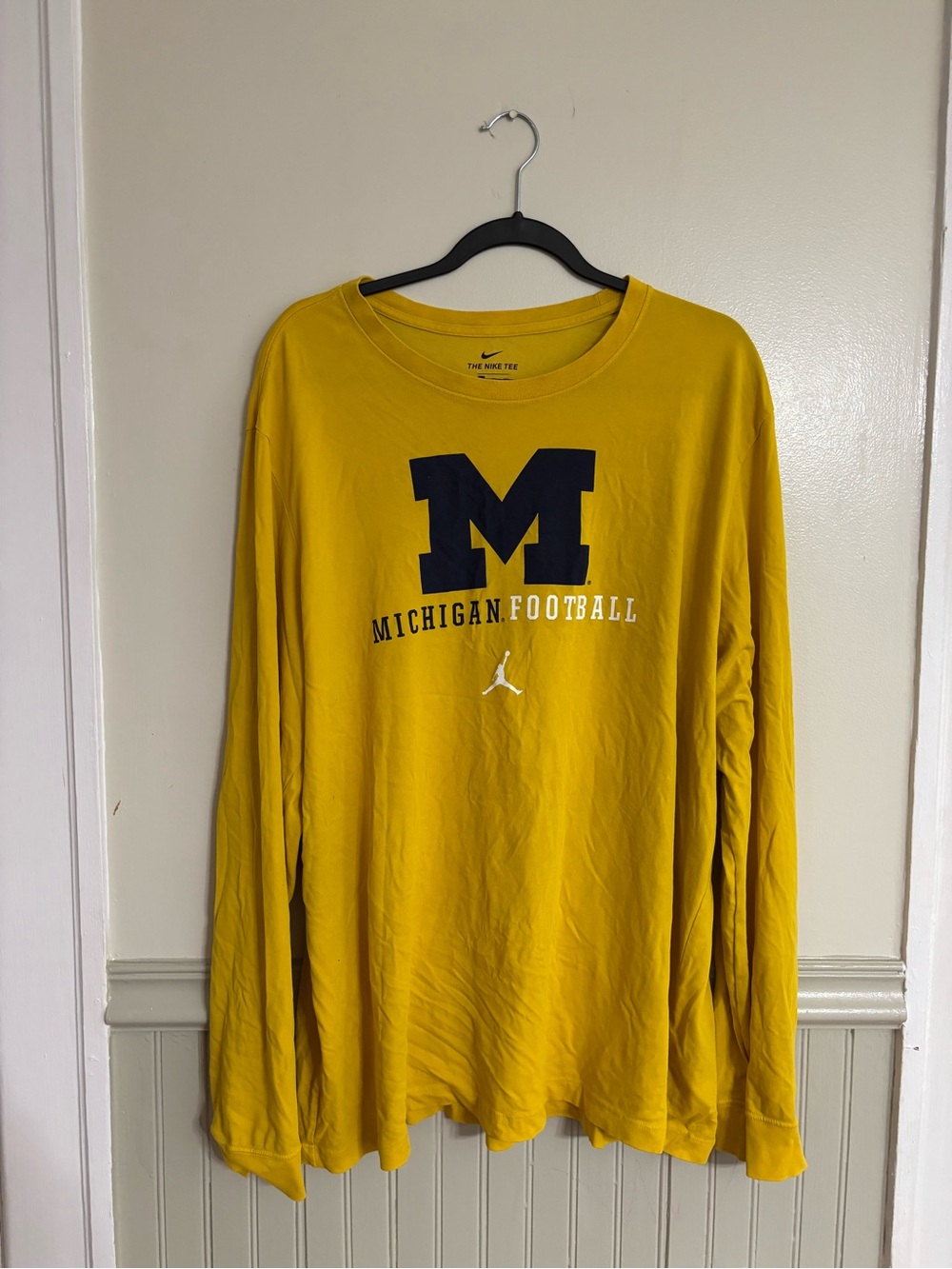Nike Long-Sleeve Michigan Football Tee in Maize with Navy M